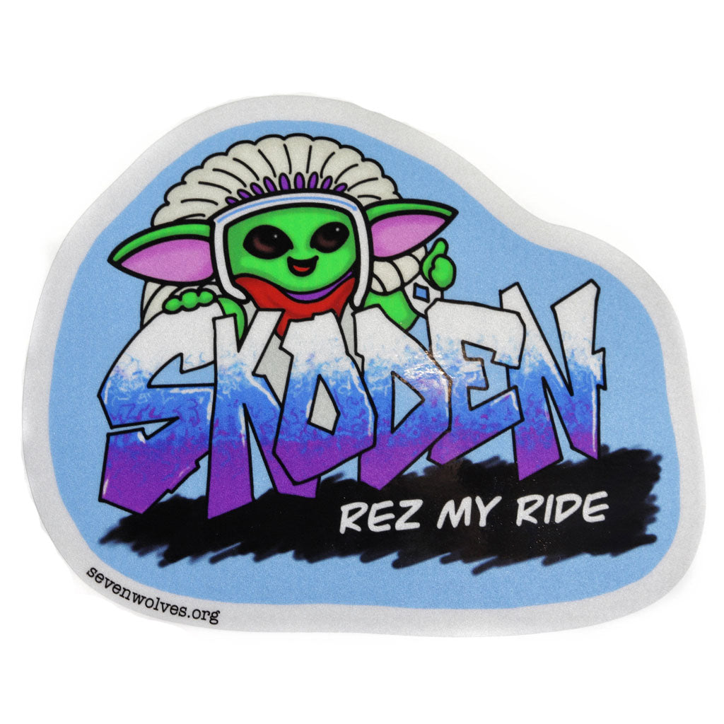 'Skoden - Rez My Ride' Decal by Seven Wolves - 7 Inch - Beaded Dreams