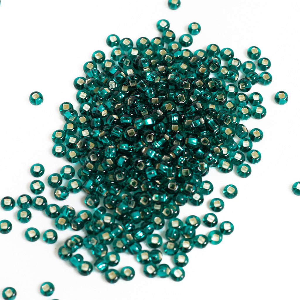 Teal Green Silverlined Pony Beads