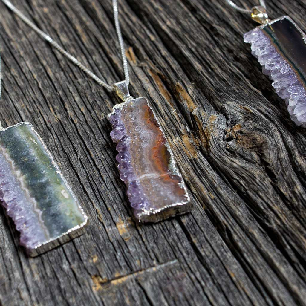 Amethyst Slice Pendant Necklace