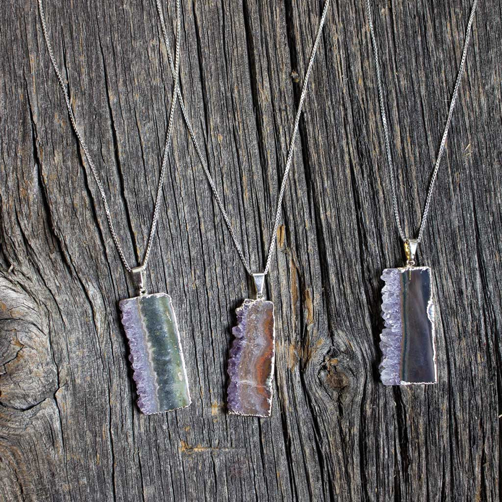 Amethyst Slice Pendant Necklace
