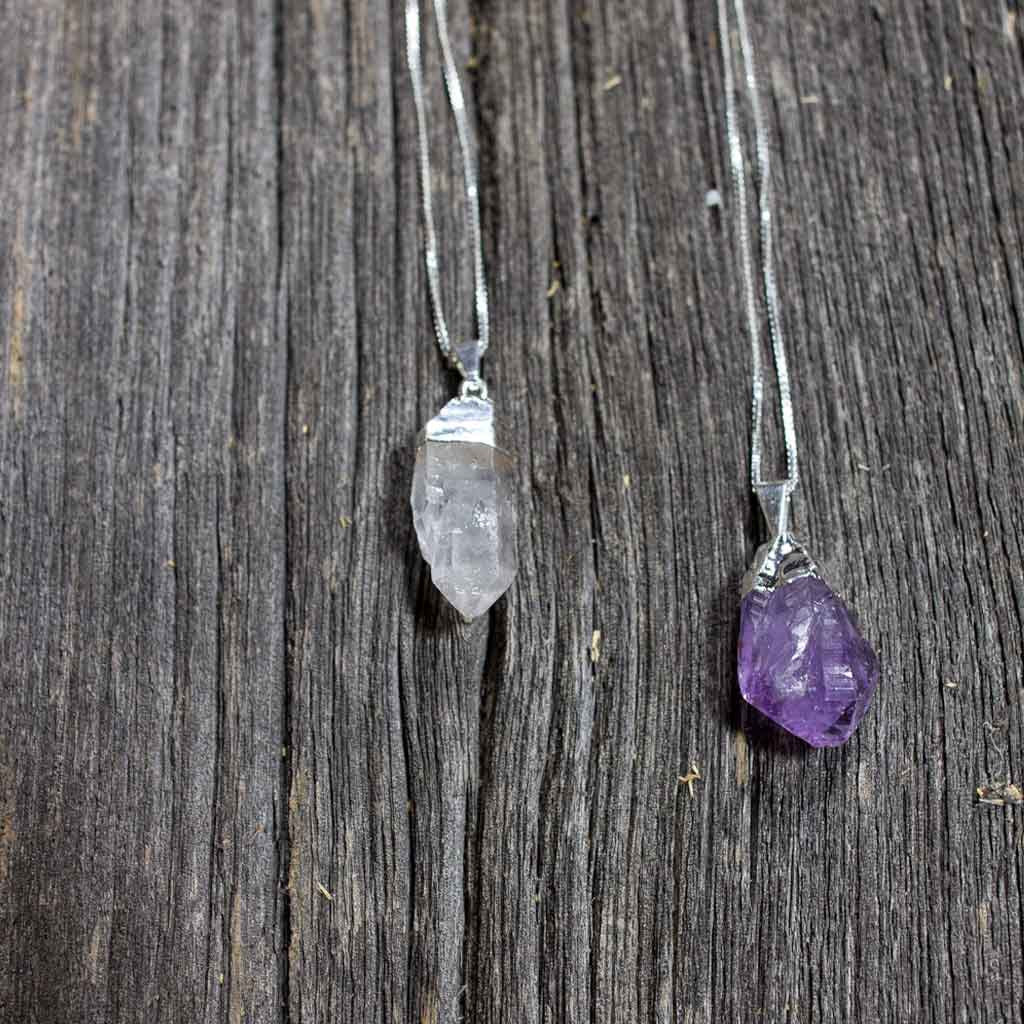 Crystal Quartz & Amethyst Pendant Necklaces - Beaded Dreams
 - 1