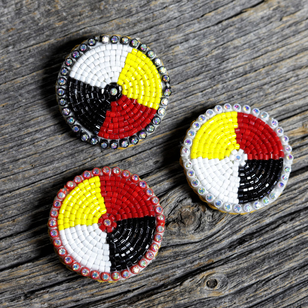 Beaded Medicine Wheel Pin by Tawny Longboat