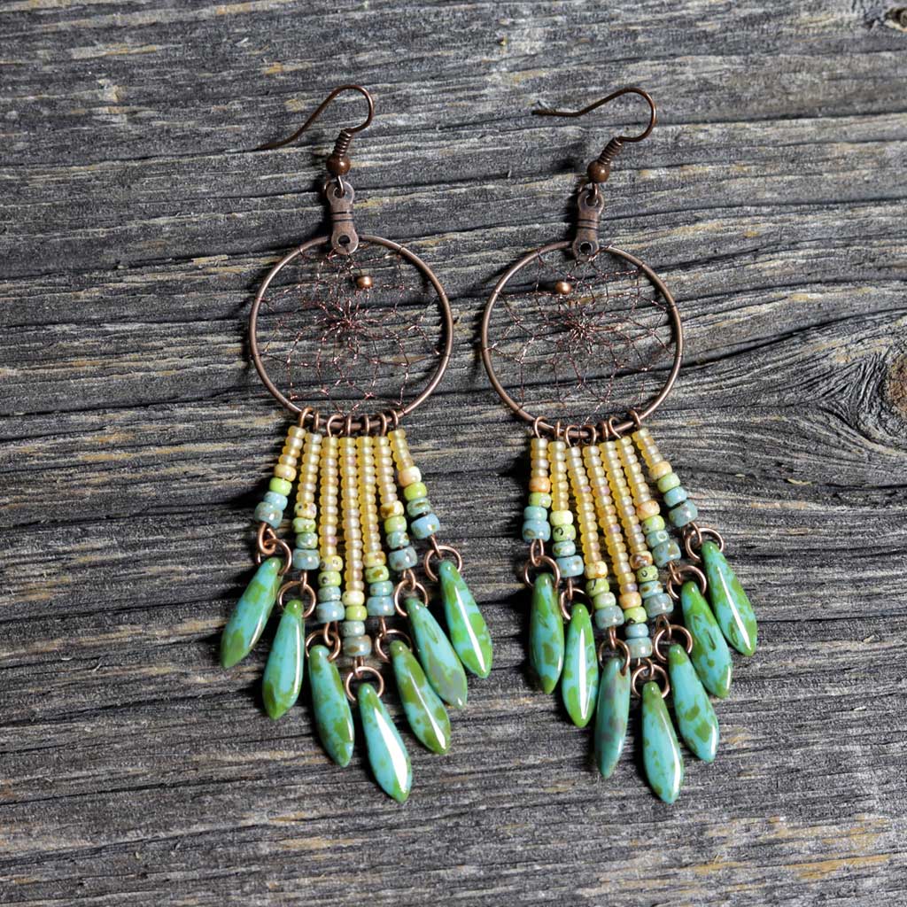 Copper Dreamcatcher Earrings w/ Dangles