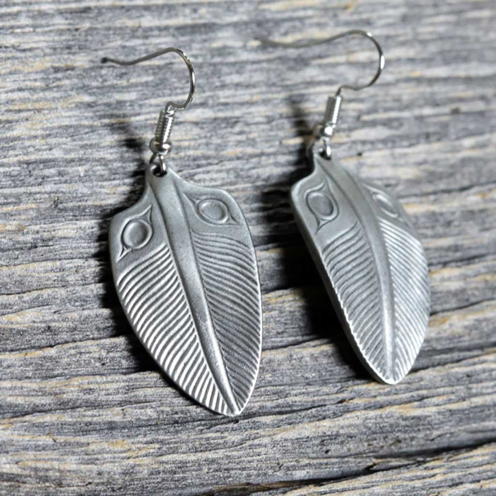 Pewter Feather Earrings