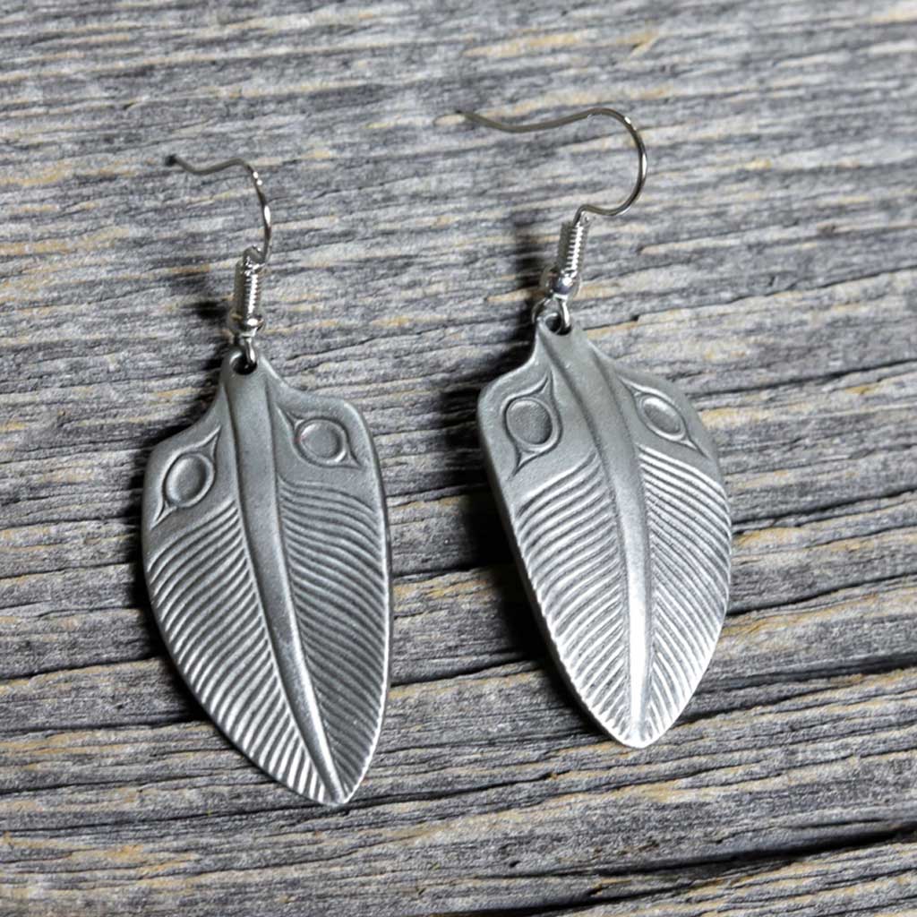 Pewter Feather Earrings