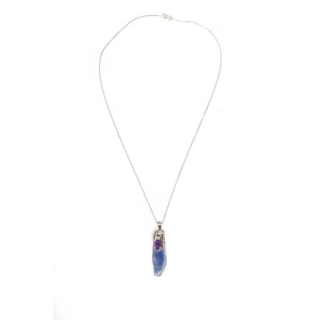 Kyanite Pendant Necklace w/ Amethyst - Beaded Dreams
 - 1