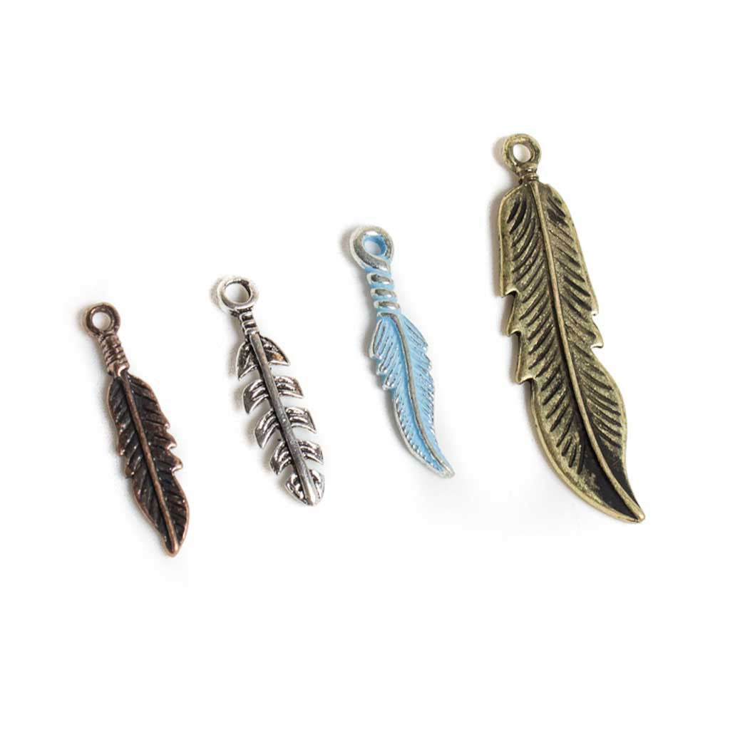 Metal Feather Pendants