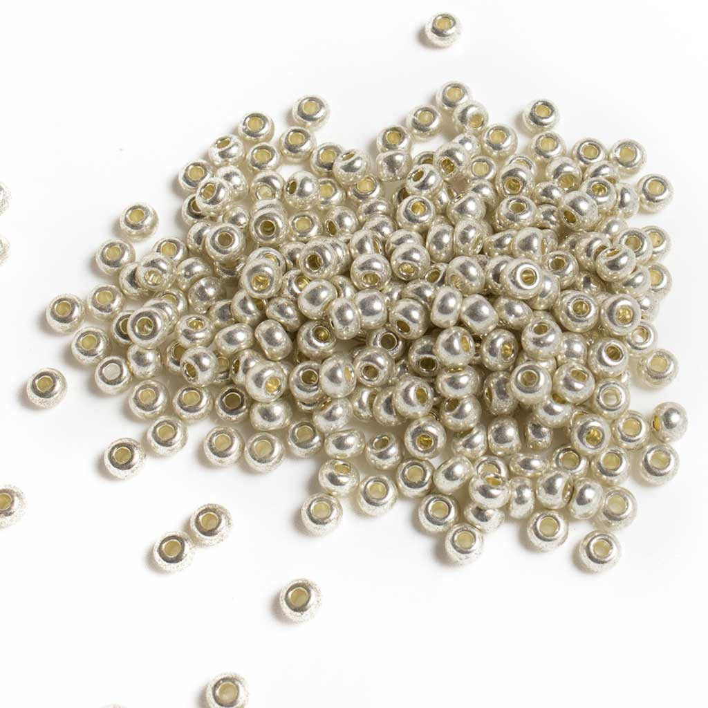 Metallic Silver Pony Beads