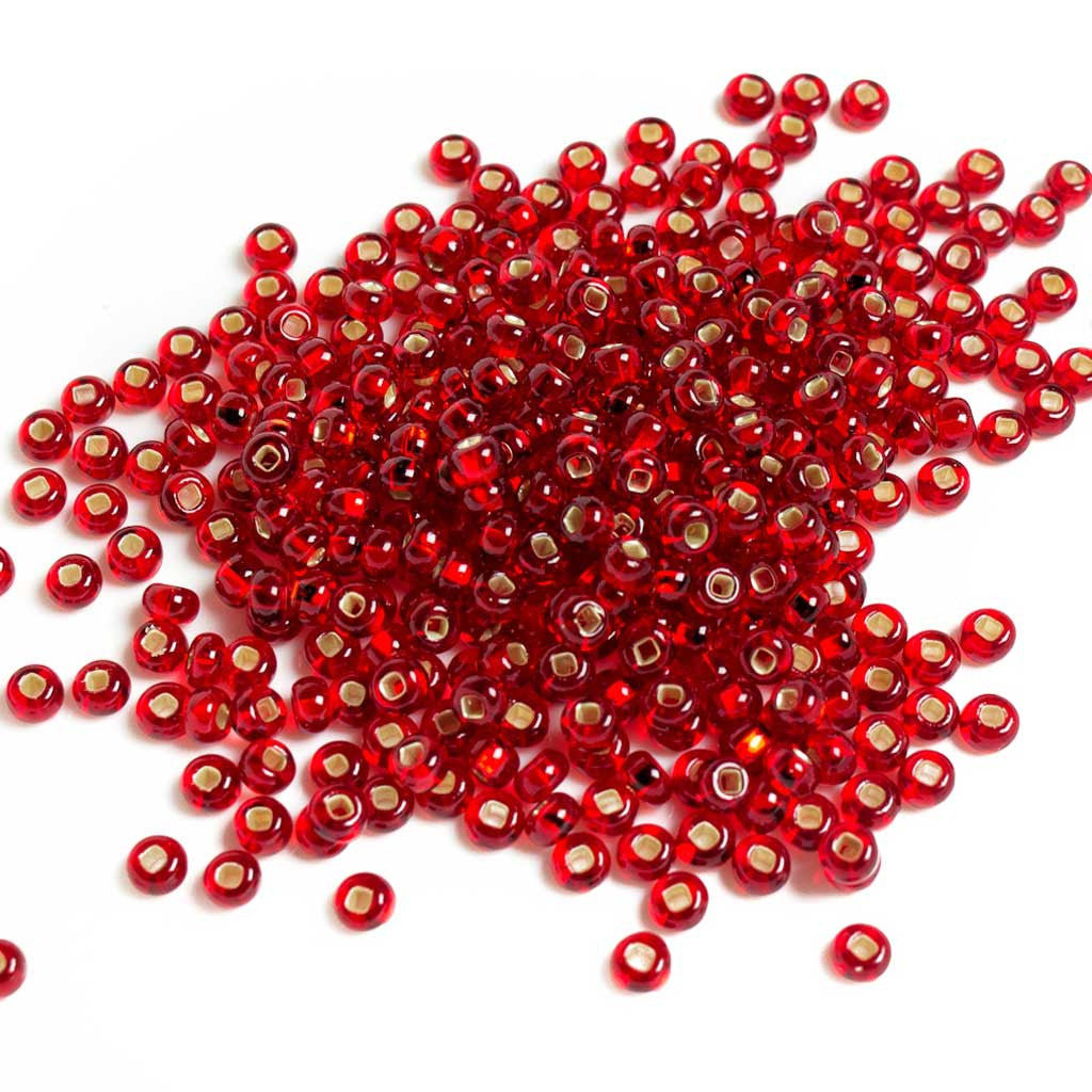 Red Silverlined Pony Beads