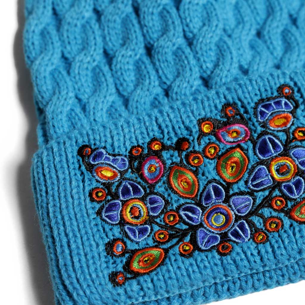'Flowers & birds' Knitted Toque by Norval Morrisseau
