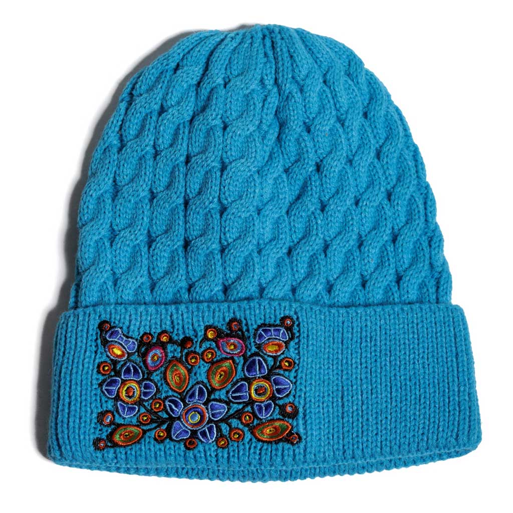 'Flowers & birds' Knitted Toque by Norval Morrisseau