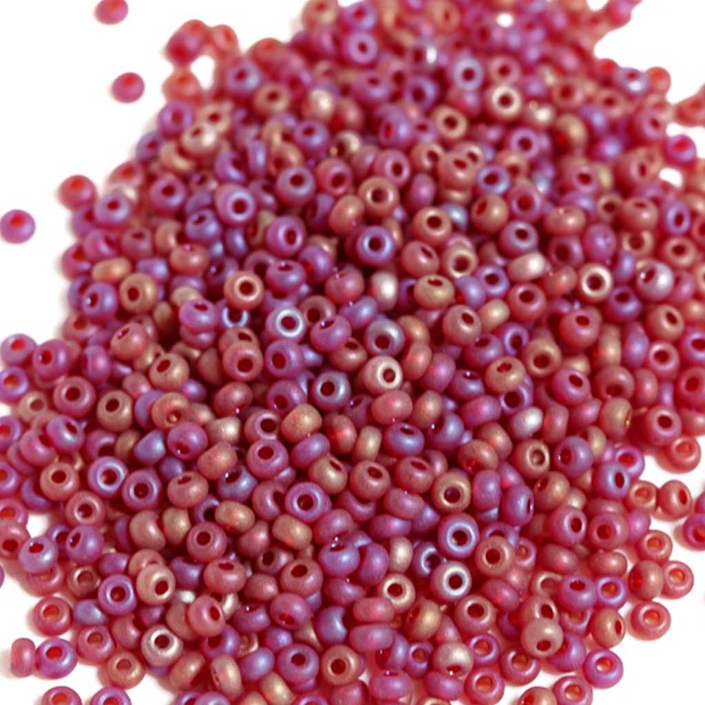 Transparent AB Dark Red Matte - Size 8/0 Seedbeads