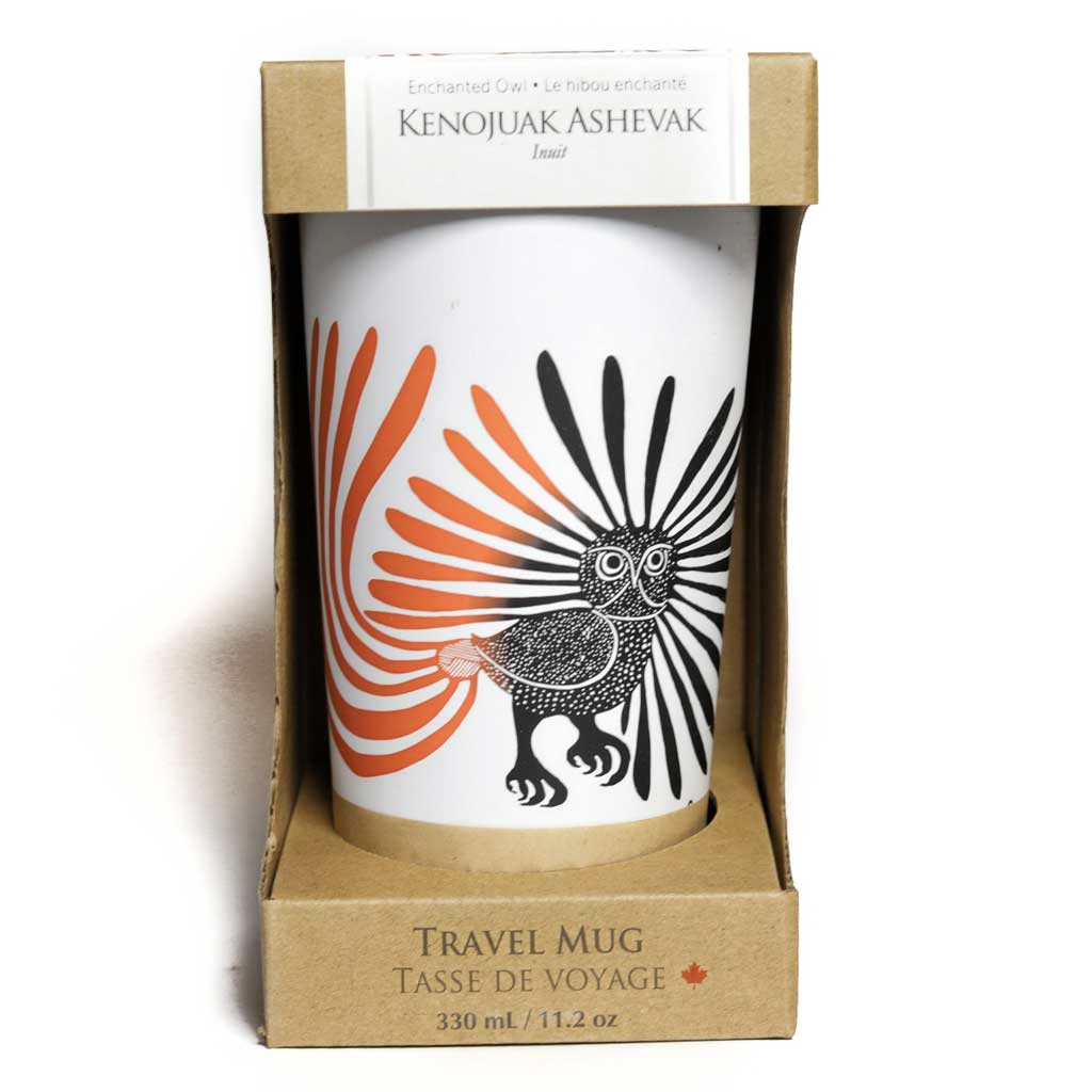 'Enchanted Owl' Stainless Steel Travel Mug by Kenojuak Ashevak
