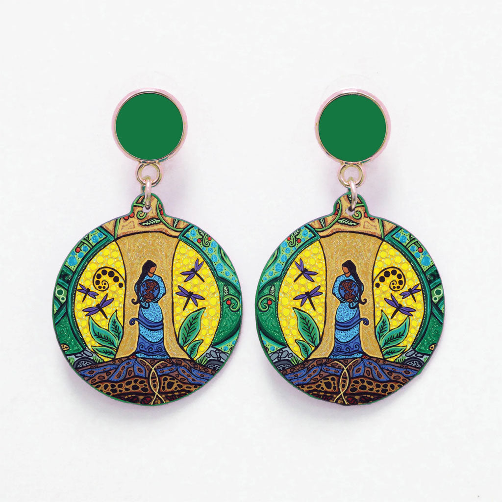 'Strong Earth Woman' Vegan Leather Earrings by Leah Dorion
