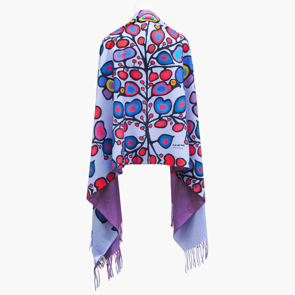 'Woodland Floral' Fringed Shawl by Norval Morrisseau