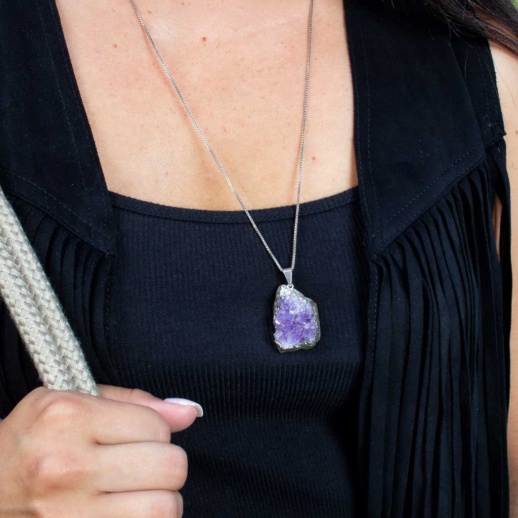 Amethyst Druze Pendant Necklace