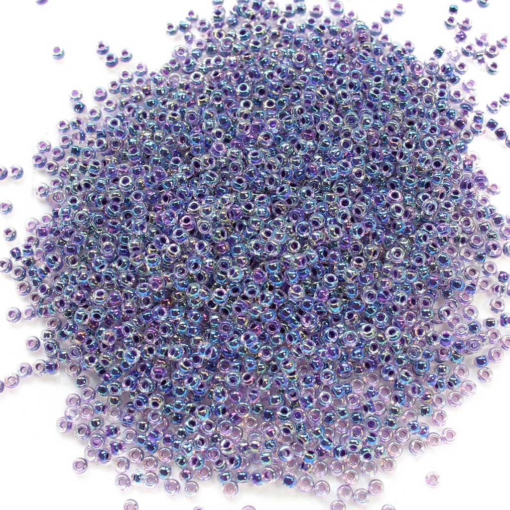 Amethyst Lined Crystal Aurora Borealis - Size 11/0 Miyuki