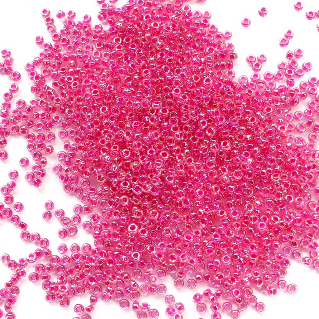 Crystal Hot Pink Lined Aurora Borealis - Size 11/0 Miyuki