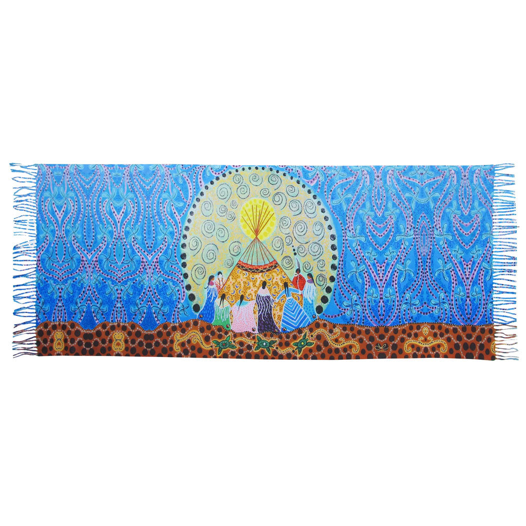 &#39;Dancing Women&#39; Eco Fringed Shawl by Leah Dorion