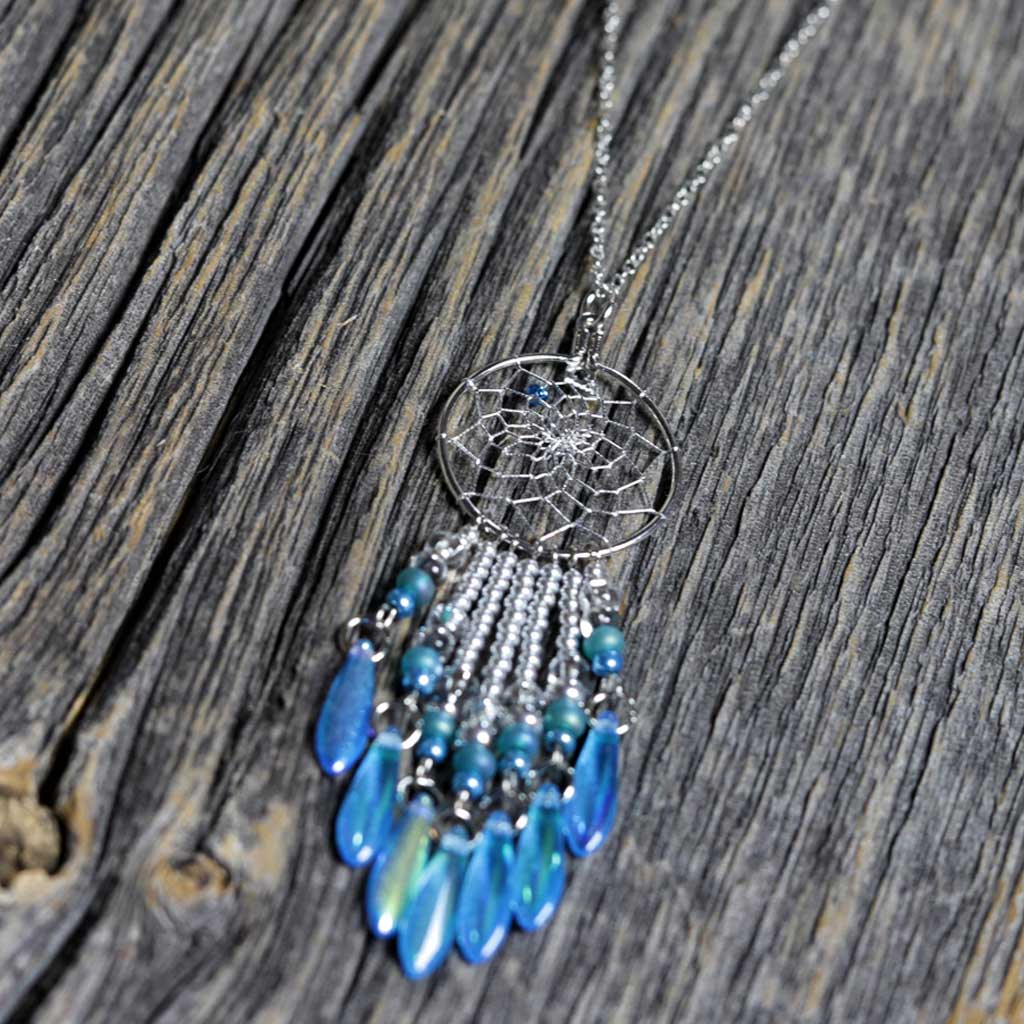 Aqua Dreamcatcher Necklace
