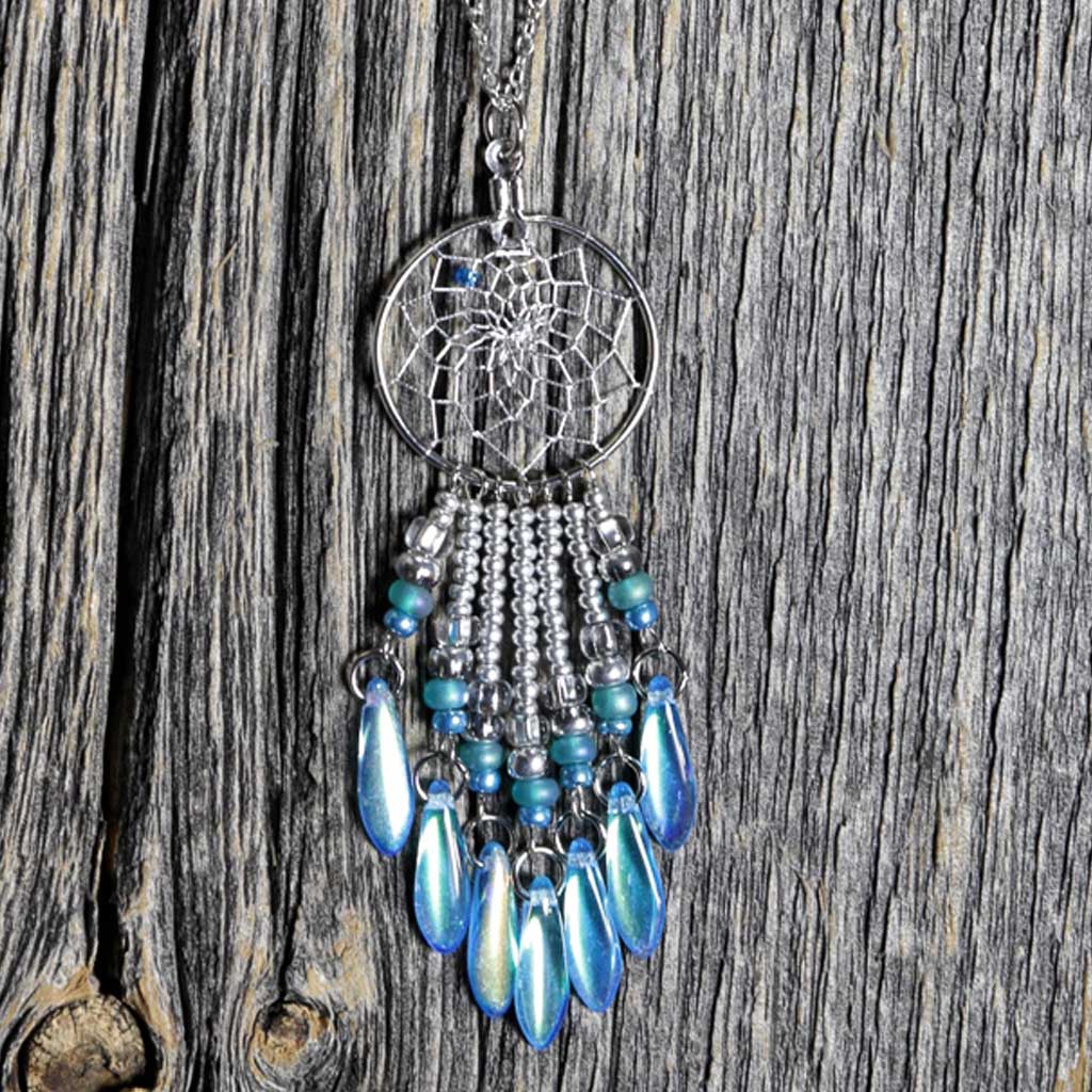 Aqua Dreamcatcher Necklace