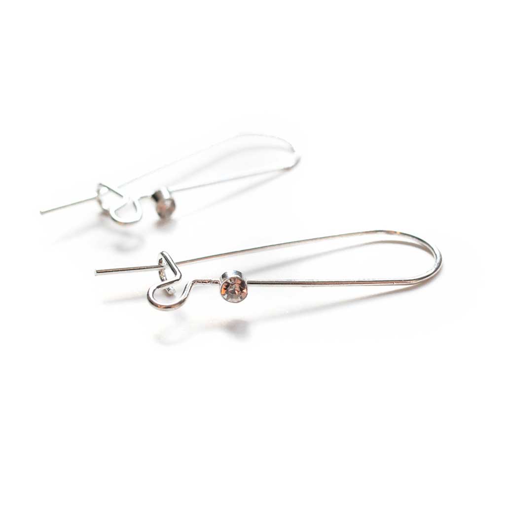 Kidney Earwire w/ Rhinestone - Silver