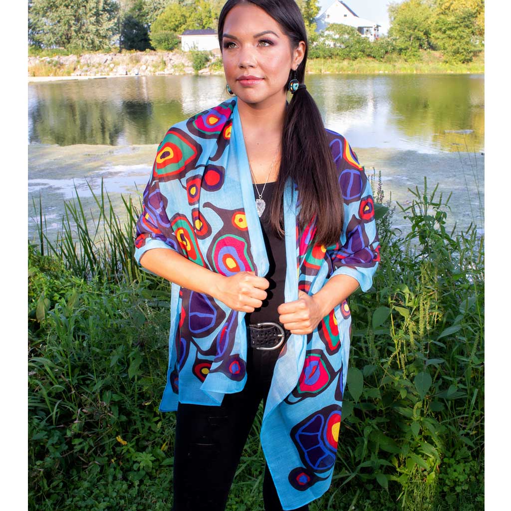 &#39;Flowers &amp; Birds&#39; Eco-Scarf by Norval Morrisseau