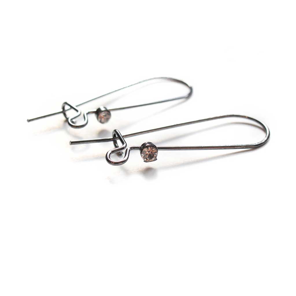 Kidney Earwire w/ Rhinestone - Gunmetal