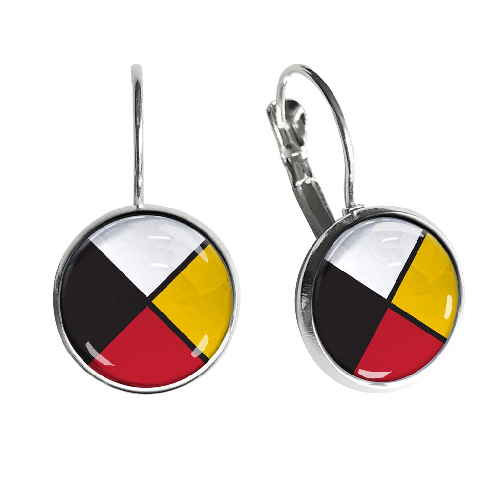 Medicine Wheel Glass Dome Earrings