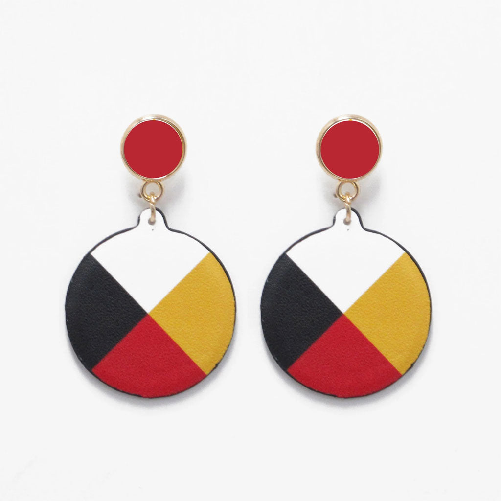 Medicine Wheel Vegan Leather Earrings