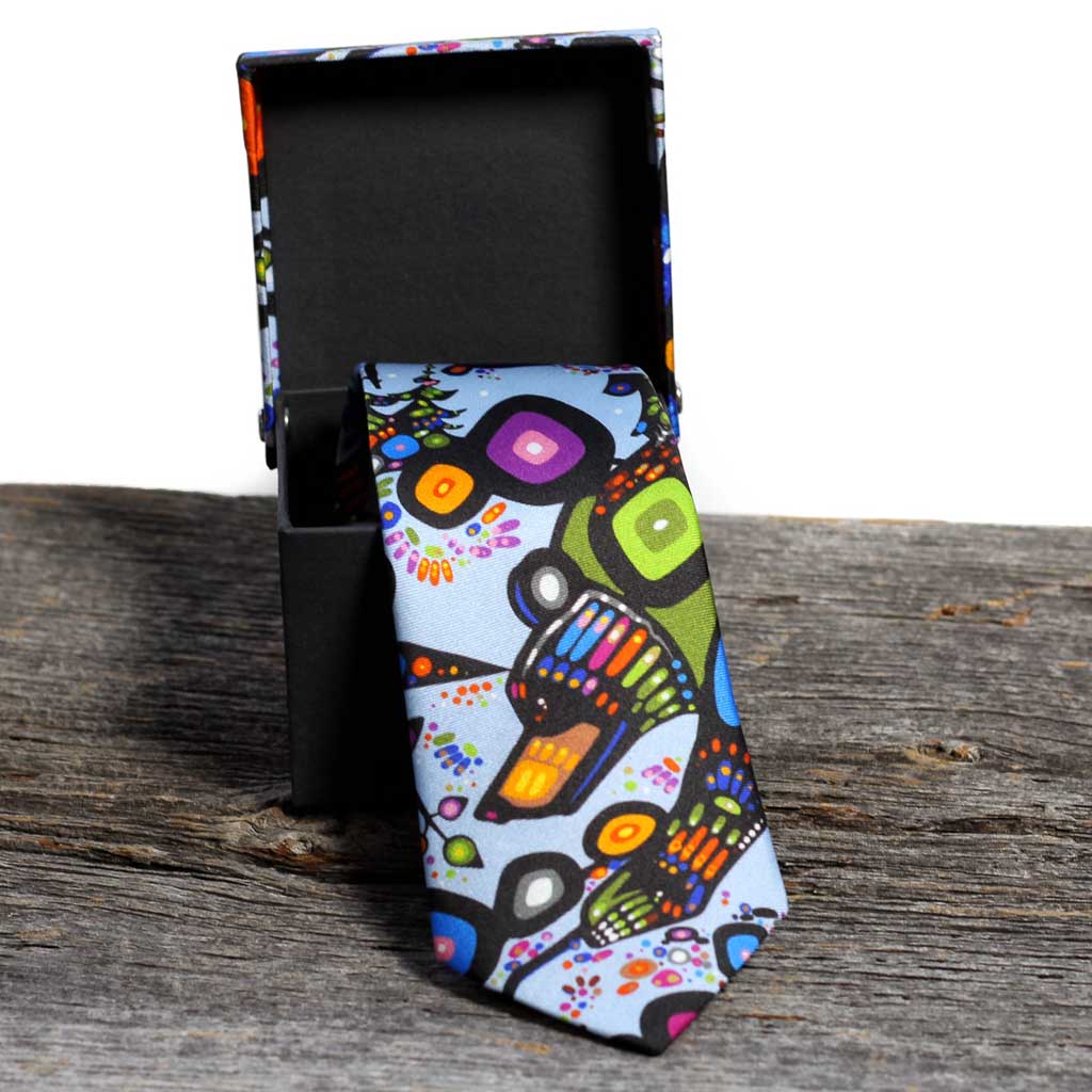 Slim Silk Tie - &#39;The Bear&#39; by John Rombough