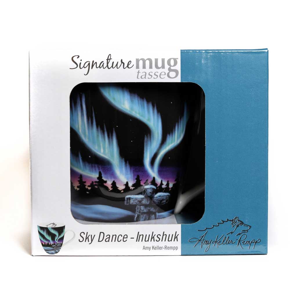 &#39;Sky Dance - Inukshuk&#39; Mug by Amy Keller-Rempp