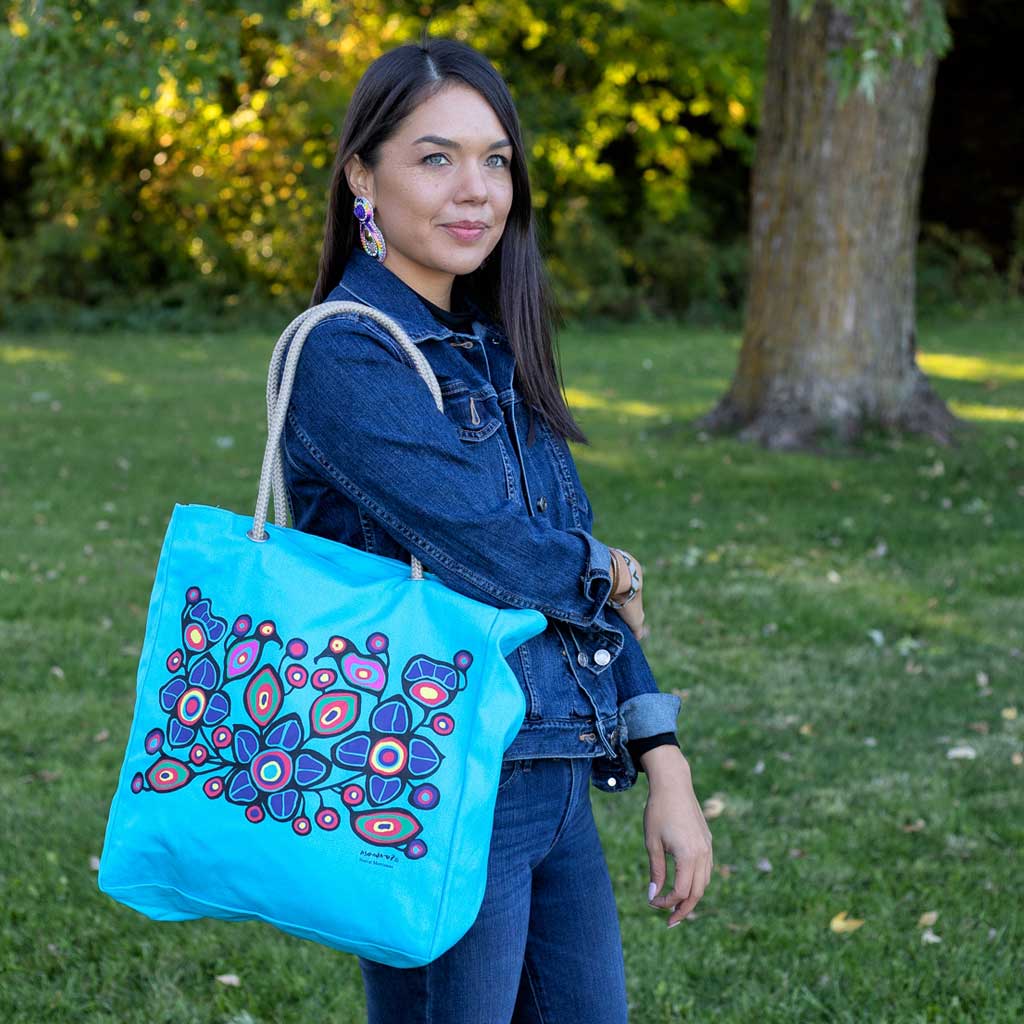 'Flowers & Birds' Eco-Cotton Tote by Norval Morrisseau