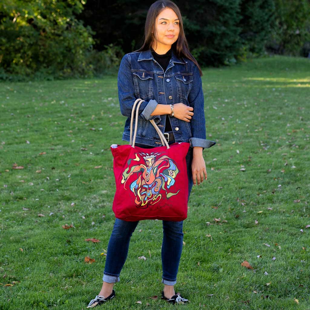 &#39;Pow Wow Dancer&#39; Eco-Cotton Tote by Daphne Odjig