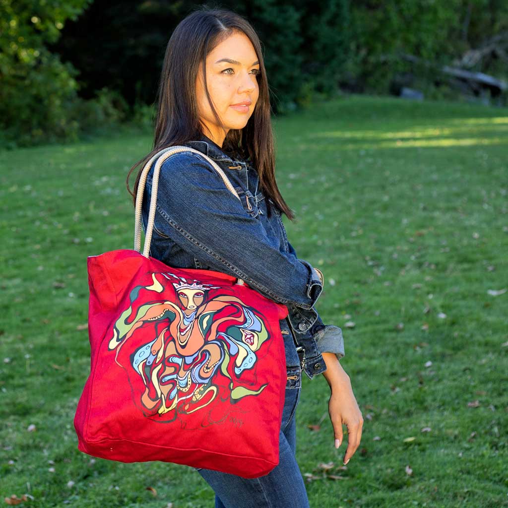 &#39;Pow Wow Dancer&#39; Eco-Cotton Tote by Daphne Odjig